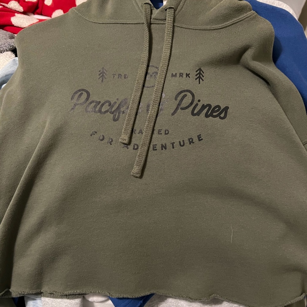 Olive Green Hoodie with Graphic Print